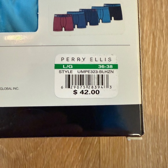Perry Ellis 5 Pack Mens Boxer Brief Underwear Polyester Blend Size L Blue/Red - Picture 3 of 7